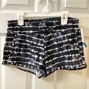 Athleta Girl Cannonball Swim Shorts Black White Size XL 14